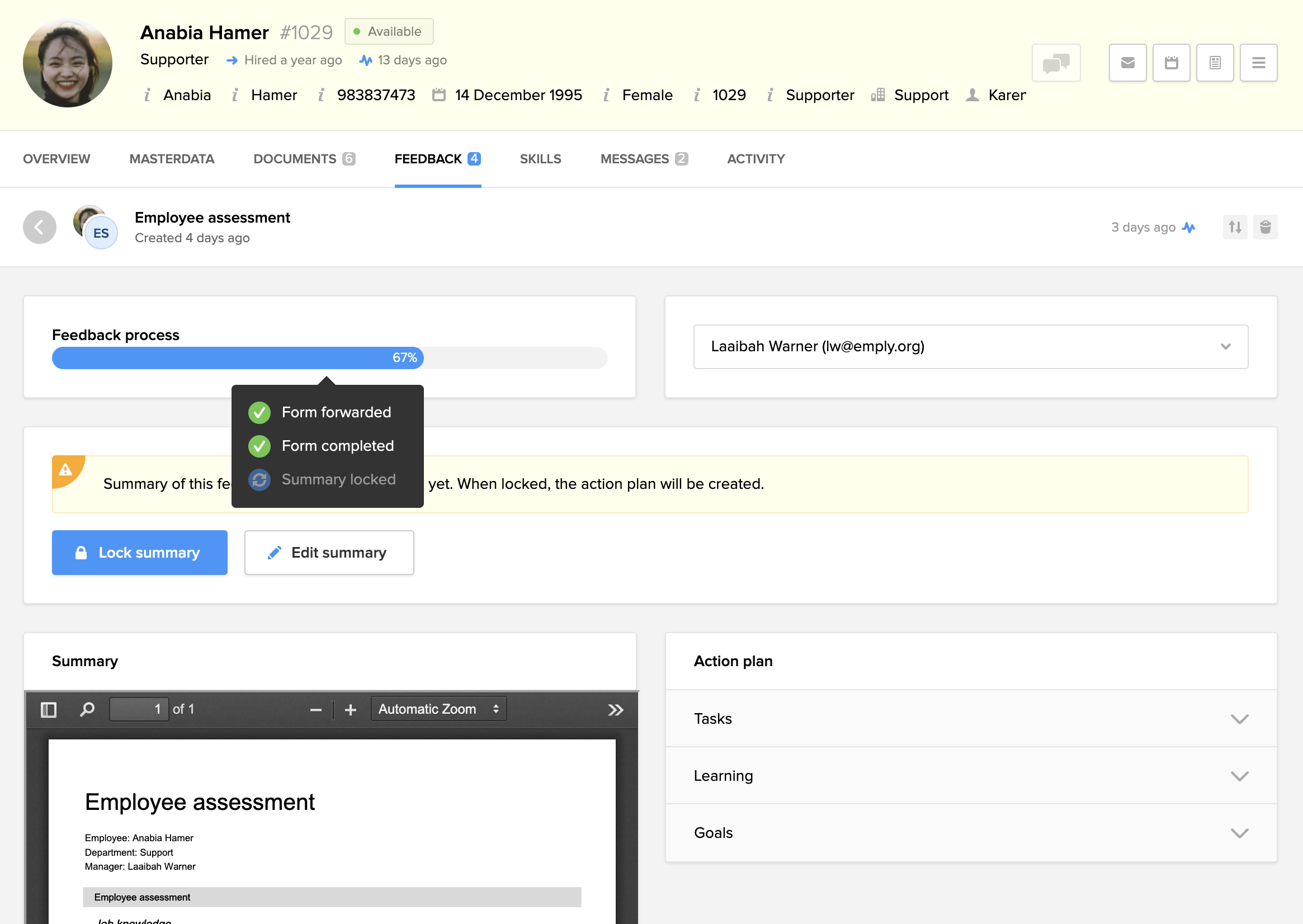 Fill out a feedback form – Emply