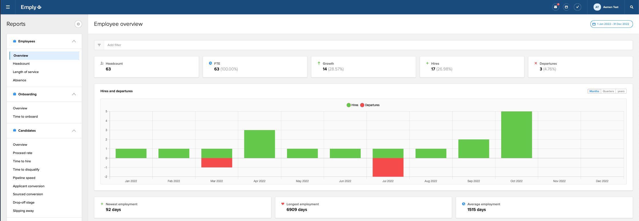 Reports: Employees > Employee Overview – Emply